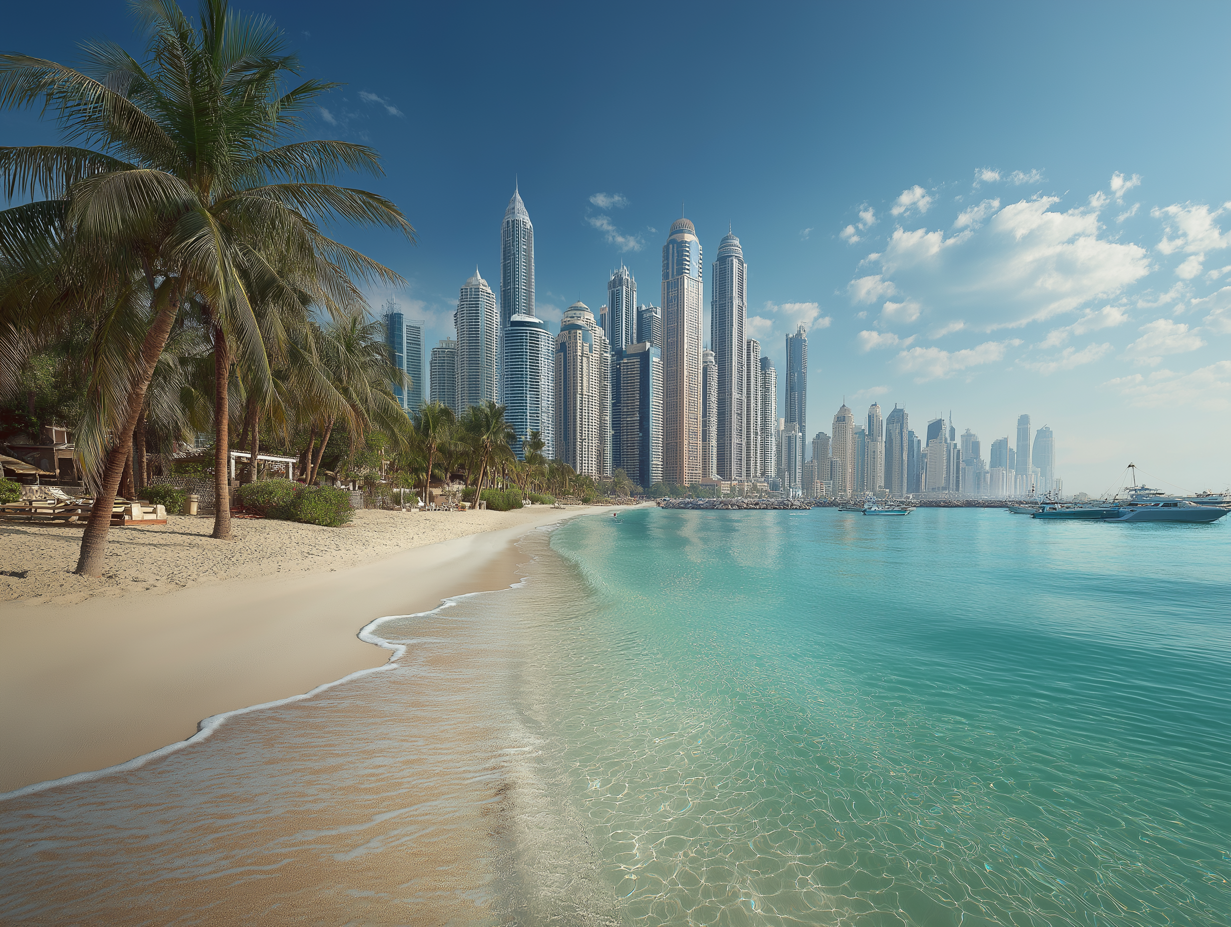 Private villa with pool in Dubai on a sunny winter morning